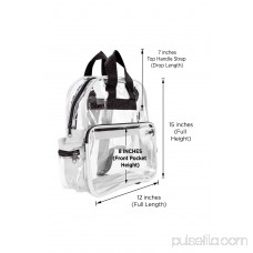 DALIX Small Clear Backpack Transparent PVC Security Security School Bag in Light Gray